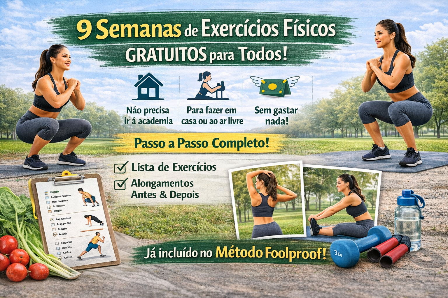 ecercicios e alongamentos para as 9 senamas do metodo Foolproof